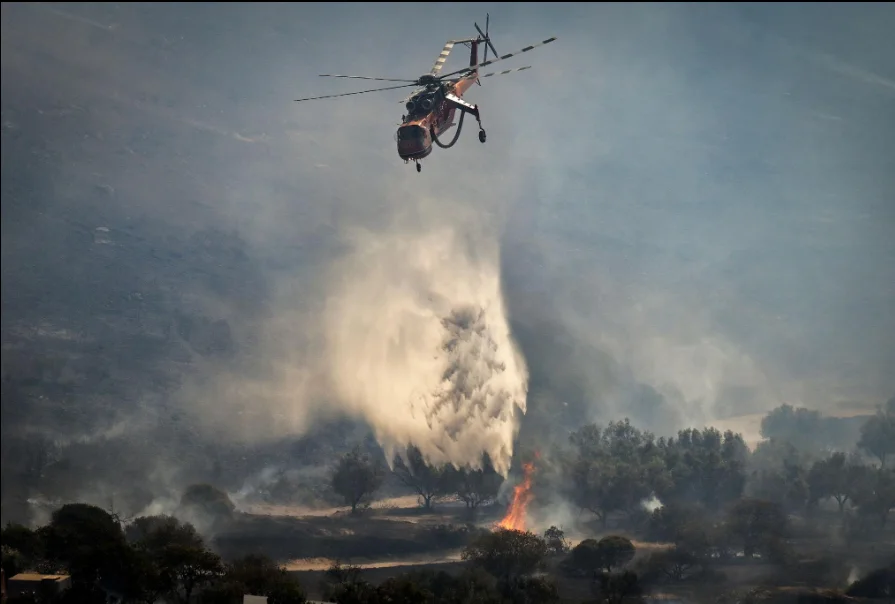 Greek Firefighting Helicopters Collide While Battling Massive Wildfire, Killing Two Crew Members